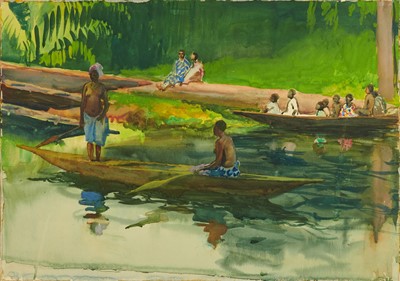 Lot 1294 - *Gerald Spencer Pryse (1882-1956) watercolour - Ojuala Beach, 38.5cm x 55cm, titled verso, unframed