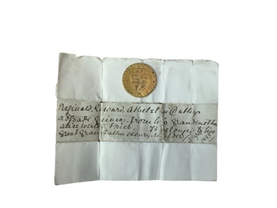 Lot 557 - Gold Guinea George III 1791 GF-AVF with a charming note of ownership dated 1893 (1 coin)