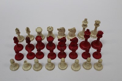 Lot 2553 - Antique bone chess set