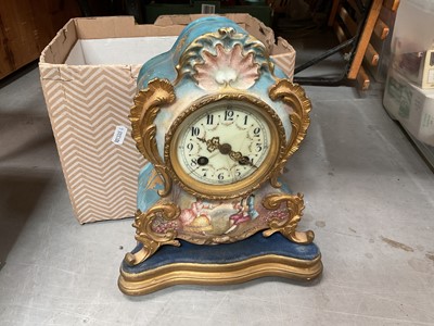 Lot 560 - French painted rococo style clock signed Dumas