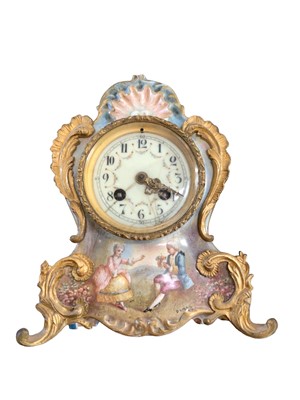 Lot 2462 - French painted rococo style clock signed Dumas