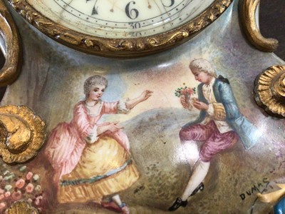 Lot 2462 - French painted rococo style clock signed Dumas