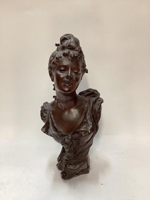 Lot 2413 - Art Nouveau bronze bust of a lady