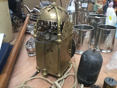 Lot 512 - Reproduction small brass lantern clock with alarm function