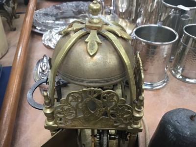 Lot 512 - Reproduction small brass lantern clock with alarm function