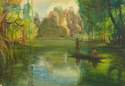 Lot 1281 - *Gerald Spencer Pryse (1882-1956) watercolour - Mangrove Swamp, 54cm x 77.5cm, titled verso and to label, unframed