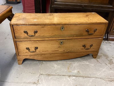 Lot 1210 - George III pine chest of shallow proportions with two drawers