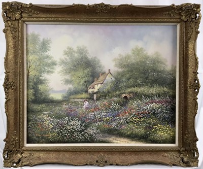 Lot 183 - Paul Morgan (b.1940) oil on canvas, Summer Garden, signed, 41cm x 51cm, in gilt frame