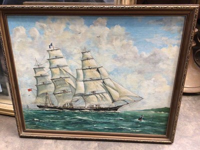 Lot 186 - Three oil paintings of ships at sea