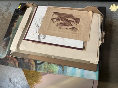 Lot 249 - Box drawings, prints, watercolors, oils