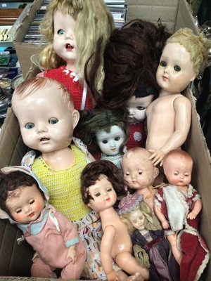 Lot 420 - Group of hard plastic and composite vintage dolls including Heubach Koppelsdorf bisque head doll, numbered 250