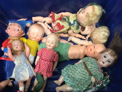 Lot 420 - Group of hard plastic and composite vintage dolls including Heubach Koppelsdorf bisque head doll, numbered 250