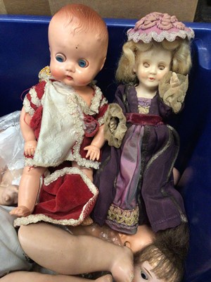Lot 420 - Group of hard plastic and composite vintage dolls including Heubach Koppelsdorf bisque head doll, numbered 250