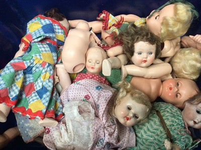 Lot 420 - Group of hard plastic and composite vintage dolls including Heubach Koppelsdorf bisque head doll, numbered 250