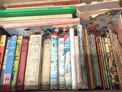 Lot 422 - Box of children's books, annuals and vintage school work books