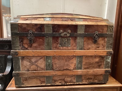 Lot 1440 - Antique cabin truck with domed top and oak and metal bound fittings