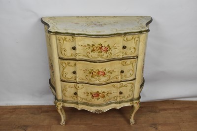 Lot 1469 - Continental polychrome painted serpentine commode