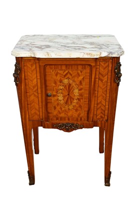 Lot 1472 - Continental marble topped bedside cupboard