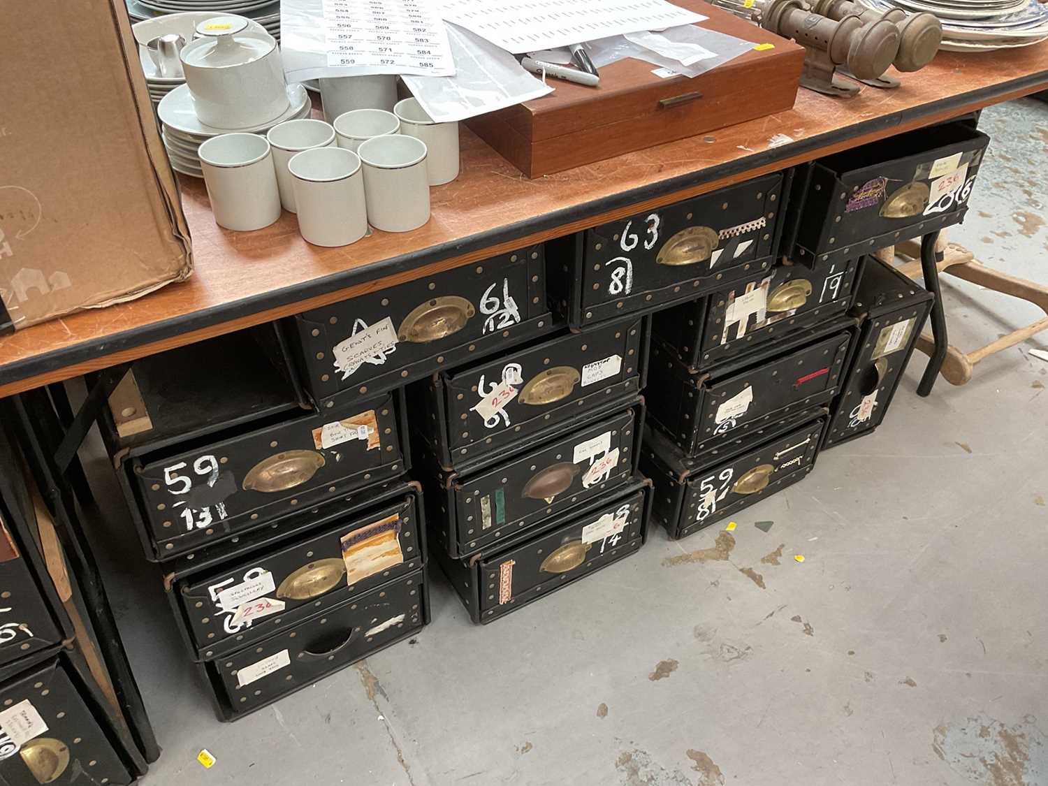 Lot 548 - Collection of stackable haberdashery draws