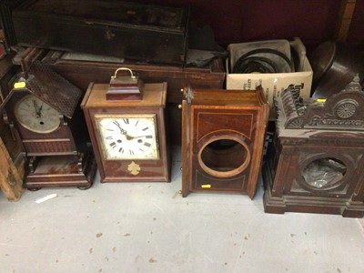 Lot 796 - Collection of antique clocks and clock cases including movements and parts for restoration