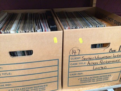 Lot 781 - Two boxes of LP records, and some 78's to include Grease soundtrack and various others.