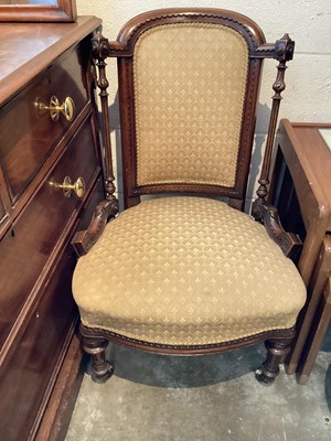 Lot 1408 - Victorian walnut-framed nursing chair