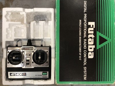 Lot 763 - Futaba Attack-R FP-2NBR digital radio control transmitter and receiver, boxed (suitable for a model car or boat) together with a Futaba FF7 Super digital radio control transmitter and two receivers...