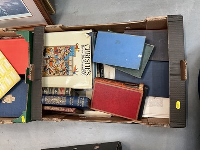 Lot 656 - Two boxes of various books, folios, Christie's catalogues etc