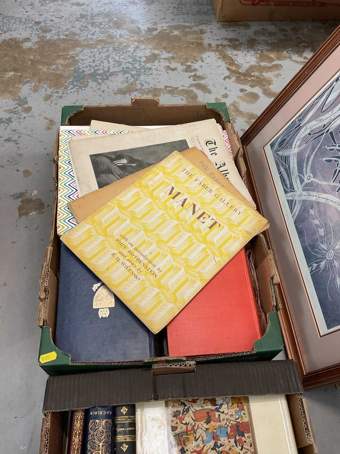 Lot 656 - Two boxes of various books, folios, Christie'