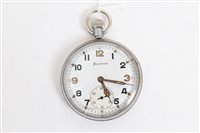 Lot 595 - British Military open faced pocket watch, by...