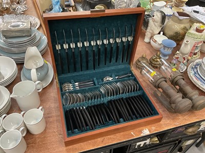 Lot 540 - Mid century teak cased canteen of cutlery