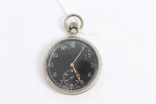 Lot 596 - British Military open faced pocket watch with...