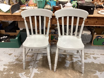 Lot 1282 - Set of six painted beech kitchen chairs