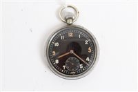 Lot 599 - British Military open faced pocket watch with...
