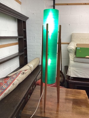 Lot 1217 - Retro teak and fibreglass Rocket lamp, 105cm high