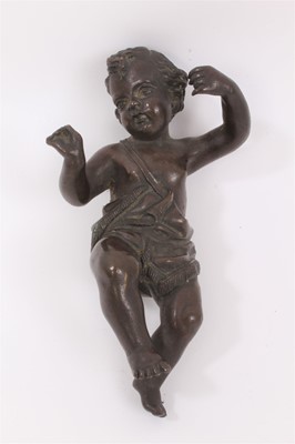 Lot 671 - 19th century bronze putto