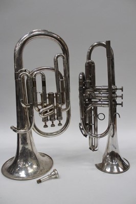 Lot 2236 - Cased tenor horn and a trumpet