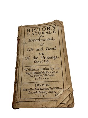 Lot 1799 - Francis Bacon, History Naturall and Experimentall, of Life and Death or of the Prolongation of Life, published London 1638