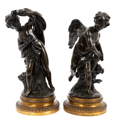 Lot 886 - Pair of 19th century French bronzes on ormolu bases