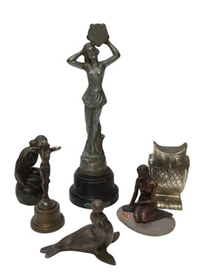 Lot 2486 - A group of six sculptures of various metals