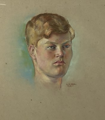 Lot 181 - Lalit Mohan Sen (Indian, 1898-1954) pastel portrait of a young man, signed and dated 1941