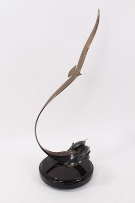 Lot 968 - Scott Hanson (contemporary American) bronze - Wind and Sea, signed, indistinctly inscribed and dated, further inscribed and dedicated to base, raised on revolving marble plinth