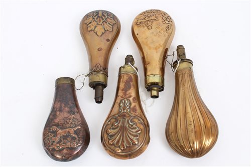 Lot 610 - Group of five 19th century copper and brass...