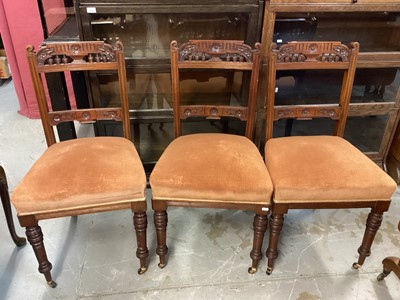 Lot 1231 - Set of six Edwardian dining chairs with padded seats on turned front legs, together with another similar pair (8)