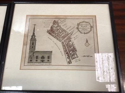 Lot 112 - Group of antique prints, including a set of four framed prints from Noorthouck's History of London 1772