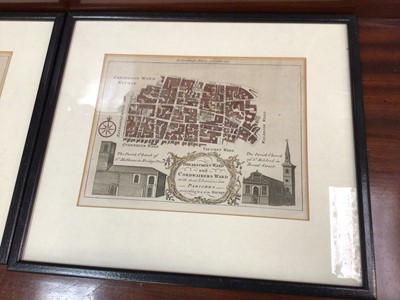 Lot 112 - Group of antique prints, including a set of four framed prints from Noorthouck's History of London 1772
