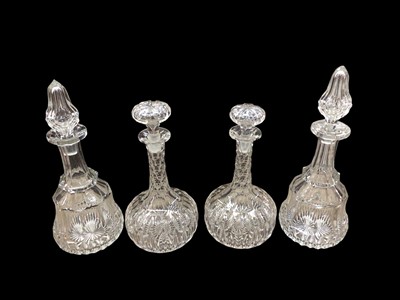 Lot 103 - Two large pairs of Victorian cut glass decanters and stoppers