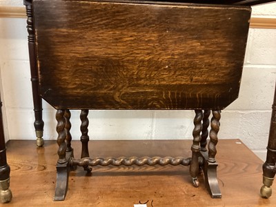 Lot 1237 - Oak Sutherland table with spiral twist supports together with an Edwardian Sutherland table (2)