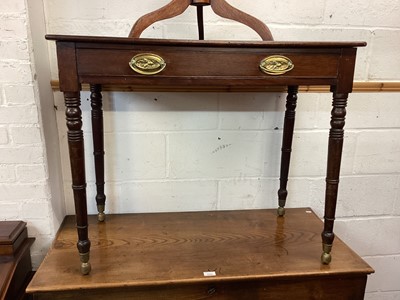 Lot 1238 - 19th century mahogany side table with single drawer on turned legs, 91cm wide, 49cm deep, 75cm high