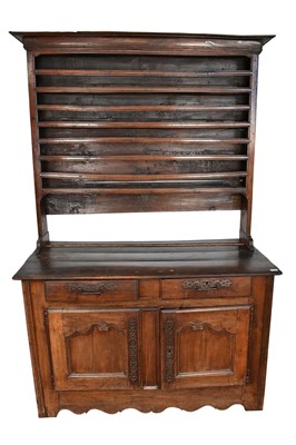 Lot 1400 - 18th century French chestnut high dresser